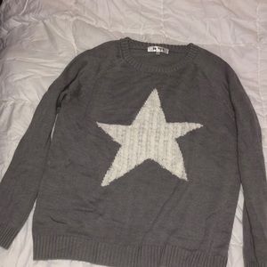 The Mint Julep Boutique Crewneck Knit Sweater with Star Accent